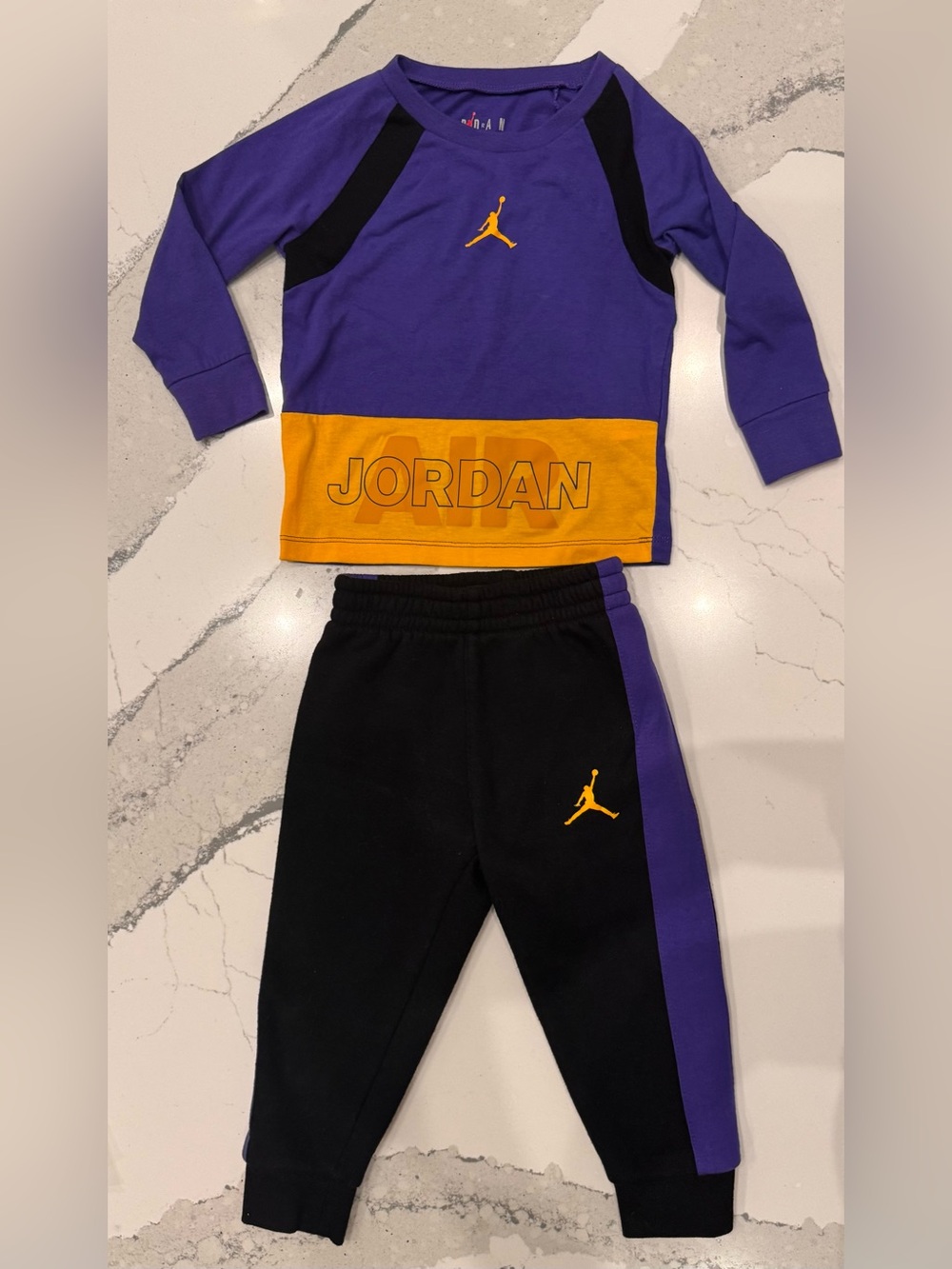 Jordan Purple, Gold & Black Kids Jogger Set